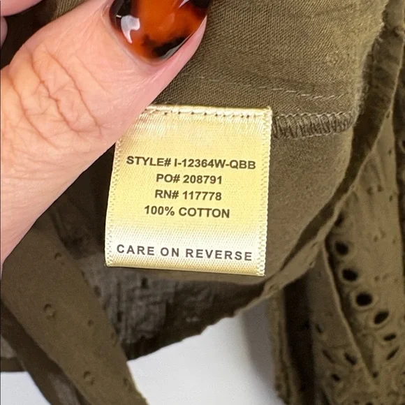 NEW Lovestitch Boho Front Tie V-Neck Long Sleeve Top Womens Size S Olive NWT - Picture 6 of 9